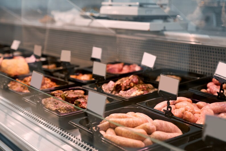 A display of premium-quality frozen meat cuts neatly packaged, showcasing trusted frozen meat suppliers in Dubai. Perfectly frozen meats ready for distribution to retailers and businesses.